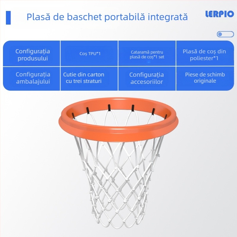 Plasă de baschet portabilă din PU, cadru de plasă de baschet profesională detașabilă pentru interior și exterior, plasă portabilă, cadru detașabil pentru plasă