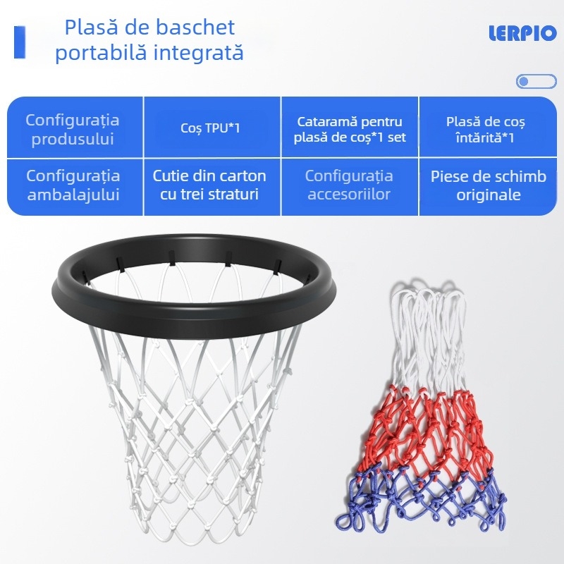 Plasă de baschet portabilă din PU, cadru de plasă de baschet profesională detașabilă pentru interior și exterior, plasă portabilă, cadru detașabil pentru plasă