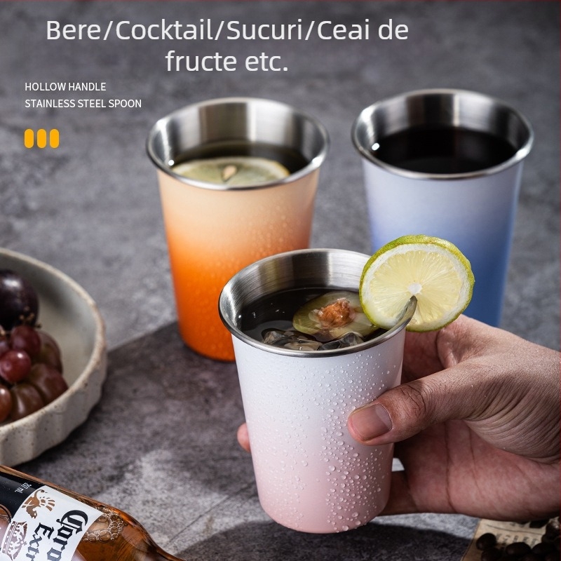 Oțel inoxidabil bere cană mare capacitate unilaterală cană de apă ondulată vin cană lapte ceai cafea cană portabilă camping cană