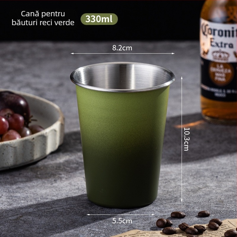Oțel inoxidabil bere cană mare capacitate unilaterală cană de apă ondulată vin cană lapte ceai cafea cană portabilă camping cană