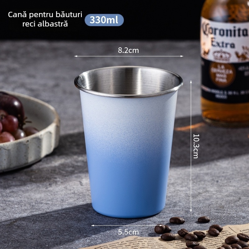 Oțel inoxidabil bere cană mare capacitate unilaterală cană de apă ondulată vin cană lapte ceai cafea cană portabilă camping cană