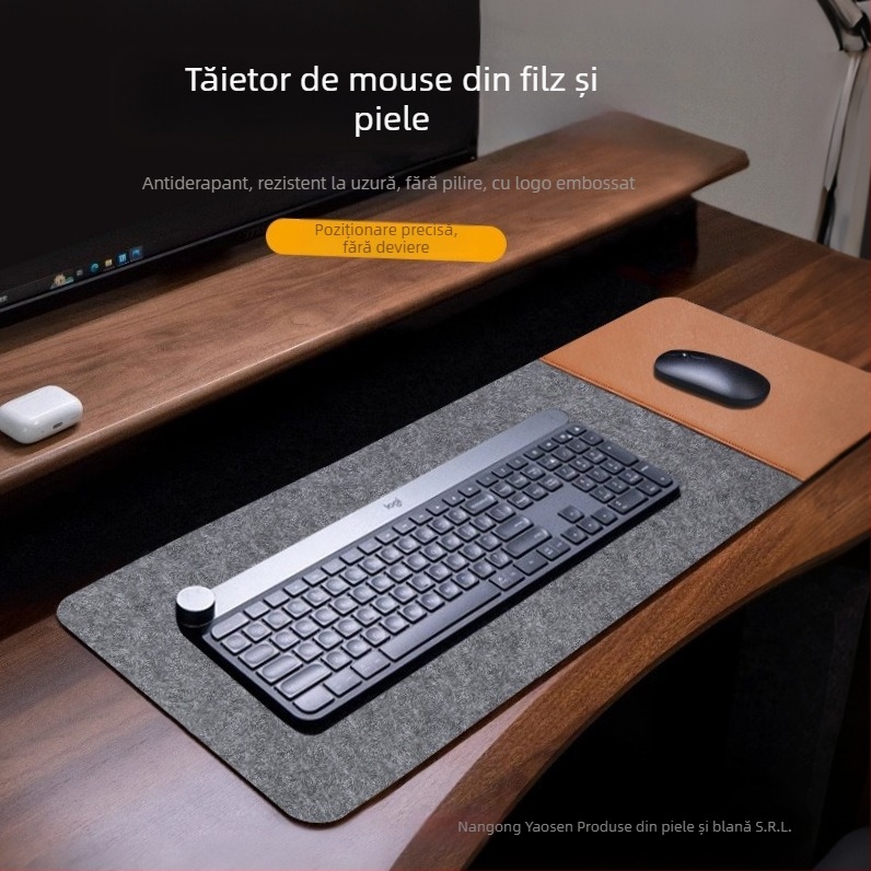 Pad pentru mouse, din piele feltrată, pentru laptop, extra mare, rezistent la pete, pad pentru jocuri electronice, pad pentru birou, pad pentru scris