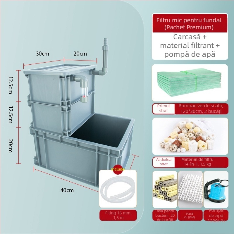 Filtru de fund pentru cutie de rulare, DIY, filtru de fund pentru acvariu, cutie de separare uscată și umedă, filtru de scurgere, sifon, filtru de fund combinat pentru pești