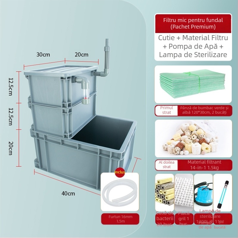 Filtru de fund pentru cutie de rulare, DIY, filtru de fund pentru acvariu, cutie de separare uscată și umedă, filtru de scurgere, sifon, filtru de fund combinat pentru pești