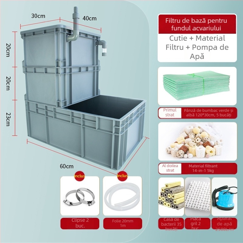 Filtru de fund pentru cutie de rulare, DIY, filtru de fund pentru acvariu, cutie de separare uscată și umedă, filtru de scurgere, sifon, filtru de fund combinat pentru pești