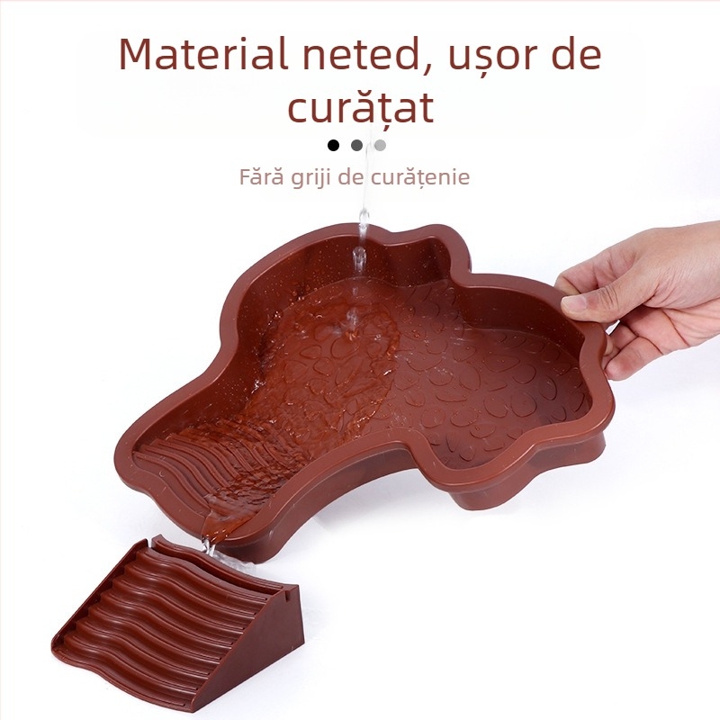 Bazin de baie pentru broaște țestoase semi-acvatice, broaște țestoase cu scoarță galbenă, broaște țestoase de hrănire, platformă de plimbare, bazin pentru broaște țestoase terestre și acvatice cu dublă utilizare, cutie de baie anti-cădere pentru broaște țe