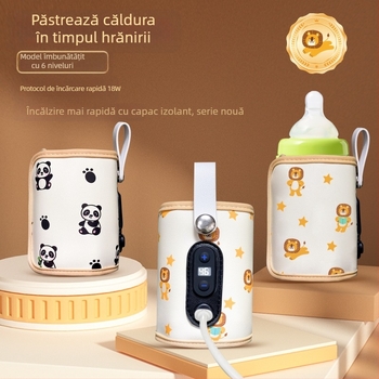 Capac izolator pentru biberon transfrontalier, încălzit la temperatură constantă, portabil în aer liber, capac universal pentru biberon, capac cald pentru lapte, portabil, en-gros
