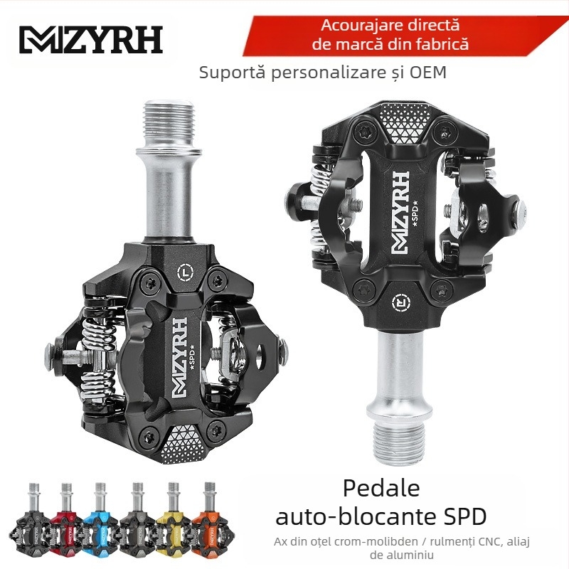 MZYRH pedală autoblocantă pentru bicicletă de munte, pedală autoblocantă pentru bicicletă de șosea, cu două fețe, cu piesă de blocare