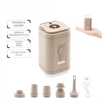 Pompă de aer electrică portabilă multifuncțională pentru camping în aer liber, saltea de aer, inel de înot, inel de înot, poate pompa aer electric