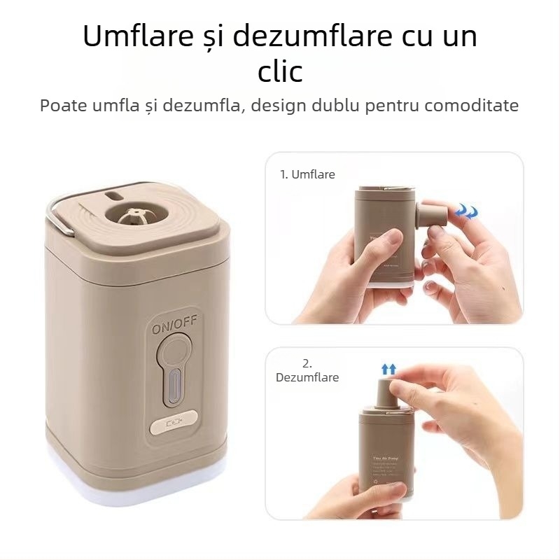Pompă de aer electrică portabilă multifuncțională pentru camping în aer liber, saltea de aer, inel de înot, inel de înot, poate pompa aer electric