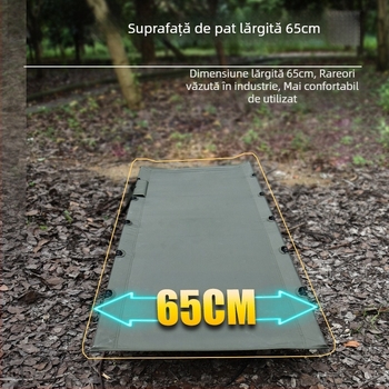 Pat pliabil în aer liber pentru camping, somn de birou, pat de companie, pătuț militar din aliaj de aluminiu din pânză Oxford, ușor și portabil