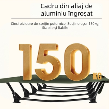 Pat pliabil în aer liber pentru camping, somn de birou, pat de companie, pătuț militar din aliaj de aluminiu din pânză Oxford, ușor și portabil