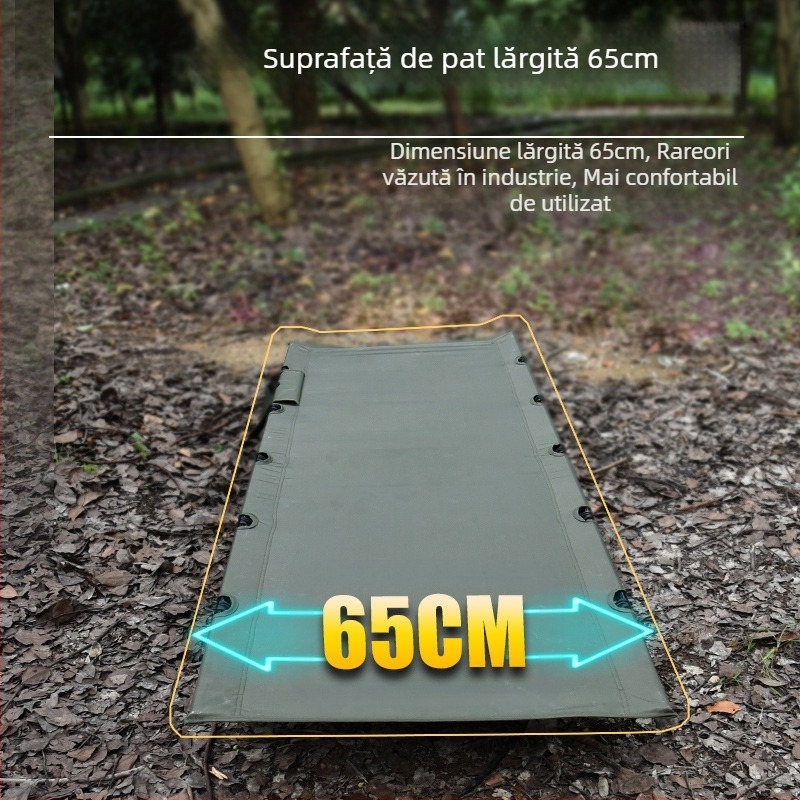 Pat pliabil în aer liber pentru camping, somn de birou, pat de companie, pătuț militar din aliaj de aluminiu din pânză Oxford, ușor și portabil