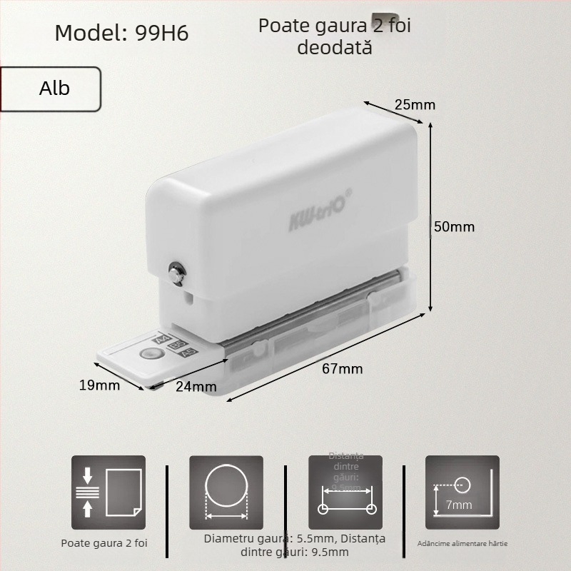 Se poate obține un perforator excelent cu mai multe găuri pentru hârtie A4, un perforator cu 30 de găuri pentru documente B5 cu 26 de găuri.