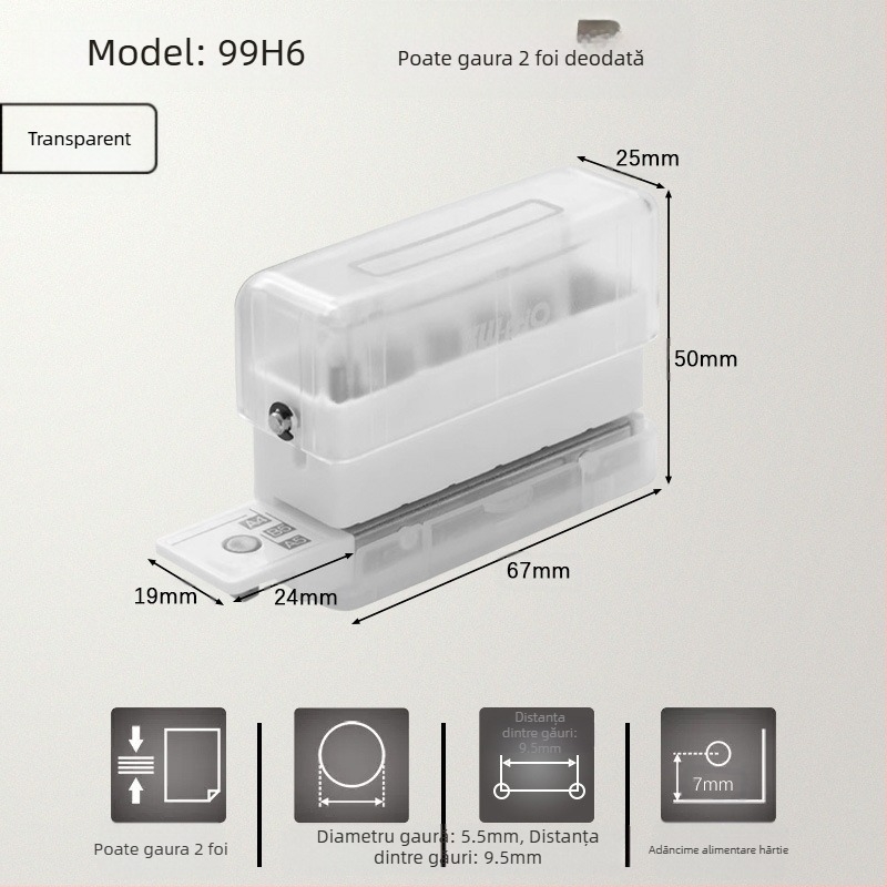 Se poate obține un perforator excelent cu mai multe găuri pentru hârtie A4, un perforator cu 30 de găuri pentru documente B5 cu 26 de găuri.