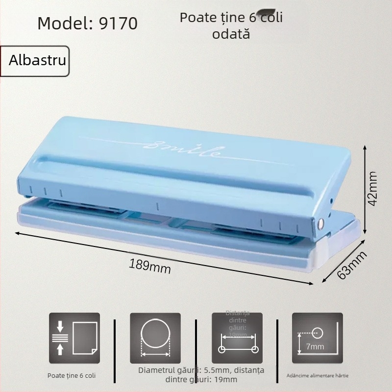 Se poate obține un perforator excelent cu mai multe găuri pentru hârtie A4, un perforator cu 30 de găuri pentru documente B5 cu 26 de găuri.