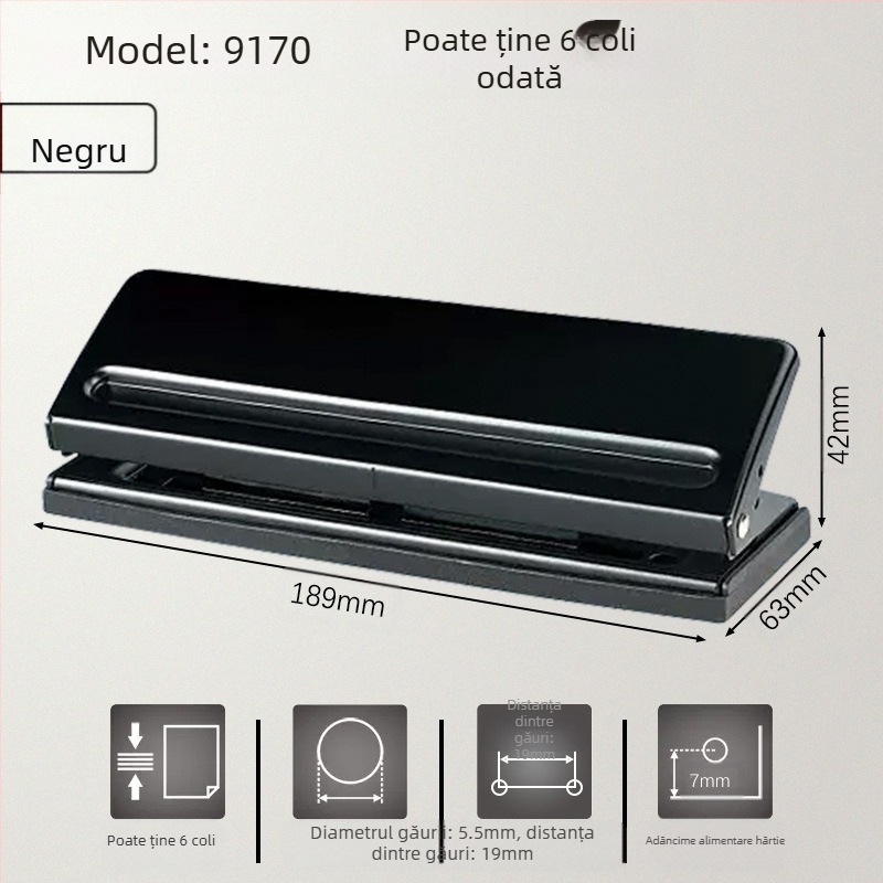 Se poate obține un perforator excelent cu mai multe găuri pentru hârtie A4, un perforator cu 30 de găuri pentru documente B5 cu 26 de găuri.