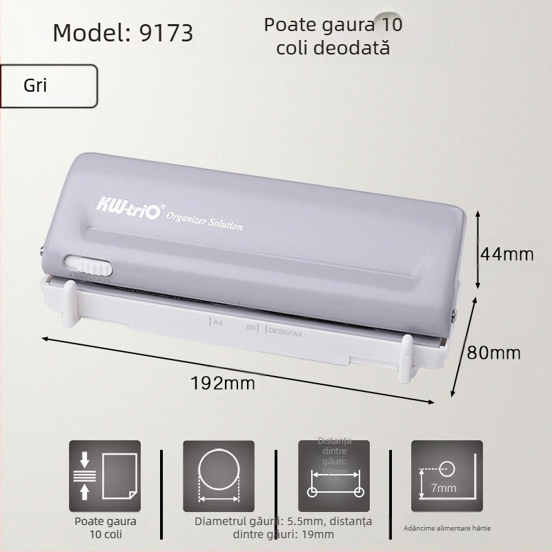 Se poate obține un perforator excelent cu mai multe găuri pentru hârtie A4, un perforator cu 30 de găuri pentru documente B5 cu 26 de găuri.