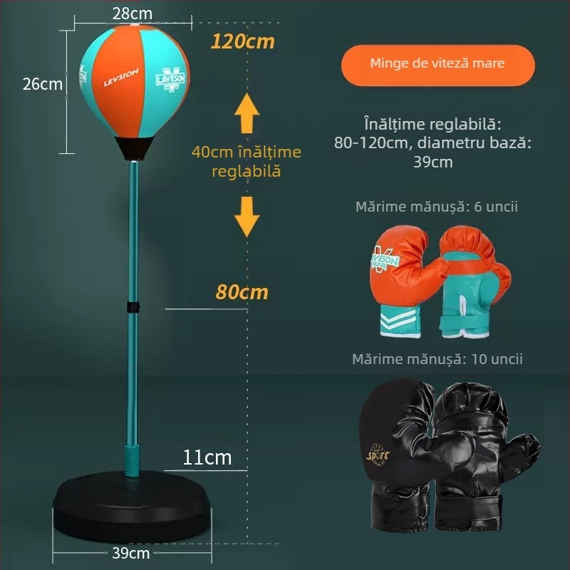 Țintă de reacție de box pentru copii, minge de viteză verticală rotativă, sac de nisip, echipament de antrenament Dodge pentru copii acasă