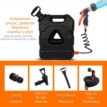 Pompă de aer 21 litri găleată pentru camping în aer liber rezervor de apă convenabil capacitate mare găleată de 5,5 galoane cu duș