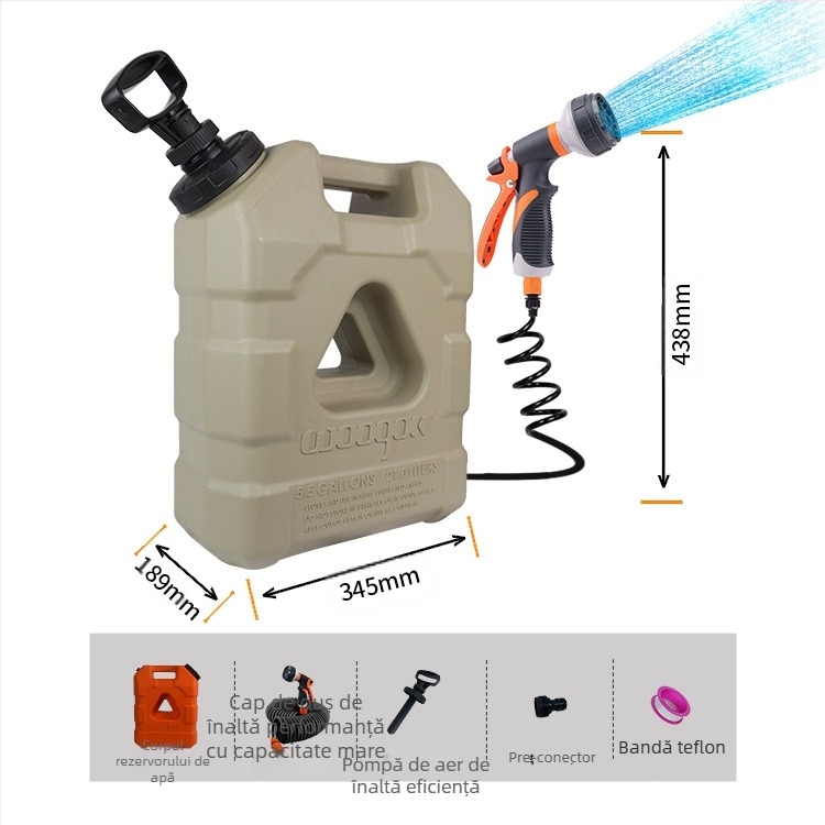 Pompă de aer 21 litri găleată pentru camping în aer liber rezervor de apă convenabil capacitate mare găleată de 5,5 galoane cu duș