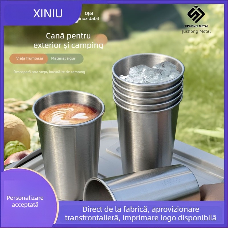 Cupă din oțel inoxidabil 304 pentru exterior, cană cu un singur strat, cană de apă, cană de bere, cană de băuturi reci, cană de suc, costum de camping portabil rezistent la căderi