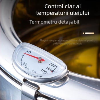 Friteuză Chengze în stil japonez din oțel inoxidabil 304, friteuză mică cu filtru și temperatură controlată pentru uz casnic, economisire ulei
