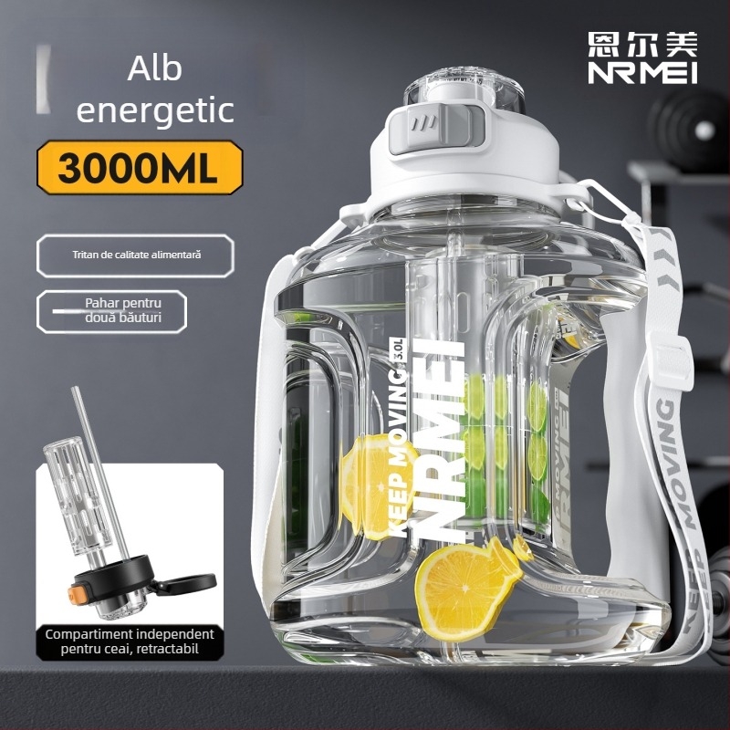 Enmei, cană de apă de mare capacitate pentru bărbați, rezistentă la temperaturi ridicate, cană de paie sport, ceai, separare a apei, butoi Ton-Ton, fierbător de apă portabil mare