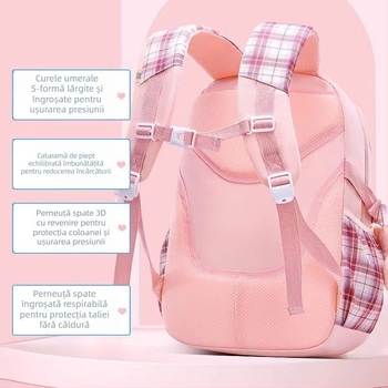 Ghiozdane școlare en-gros pentru elevi de școală primară, modele feminine, fundă drăguță cu desene animate, capacitate mare, rucsac care reduce povara, rucsac pentru copii cu protecție a coloanei vertebrale