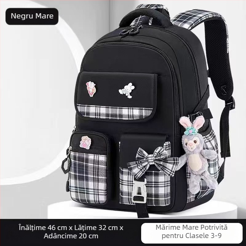 Ghiozdane școlare en-gros pentru elevi de școală primară, modele feminine, fundă drăguță cu desene animate, capacitate mare, rucsac care reduce povara, rucsac pentru copii cu protecție a coloanei vertebrale