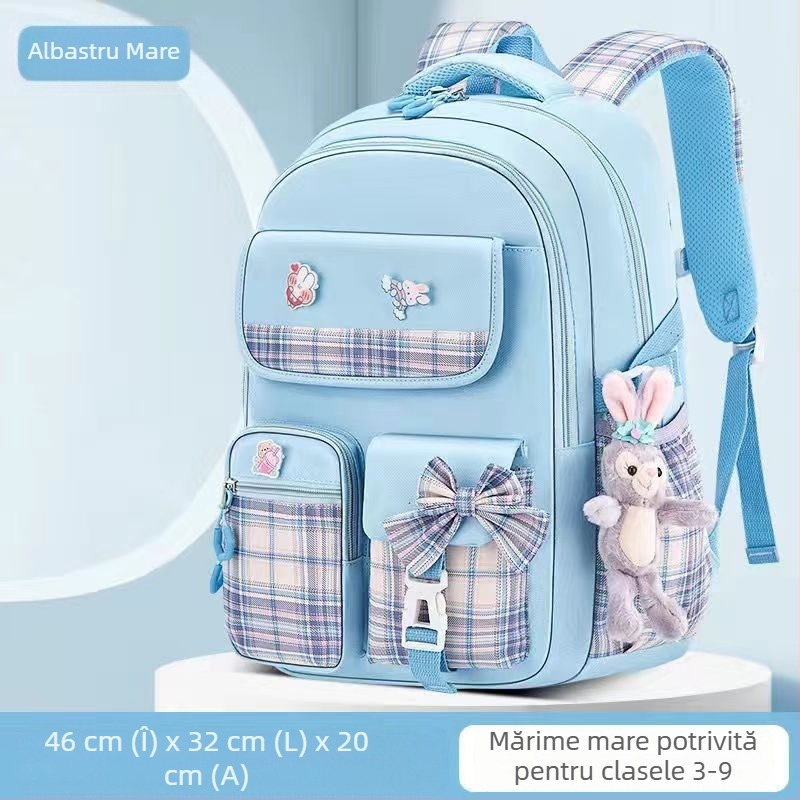 Ghiozdane școlare en-gros pentru elevi de școală primară, modele feminine, fundă drăguță cu desene animate, capacitate mare, rucsac care reduce povara, rucsac pentru copii cu protecție a coloanei vertebrale