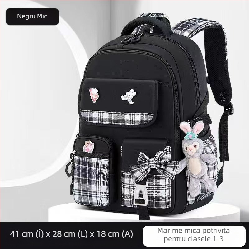 Ghiozdane școlare en-gros pentru elevi de școală primară, modele feminine, fundă drăguță cu desene animate, capacitate mare, rucsac care reduce povara, rucsac pentru copii cu protecție a coloanei vertebrale