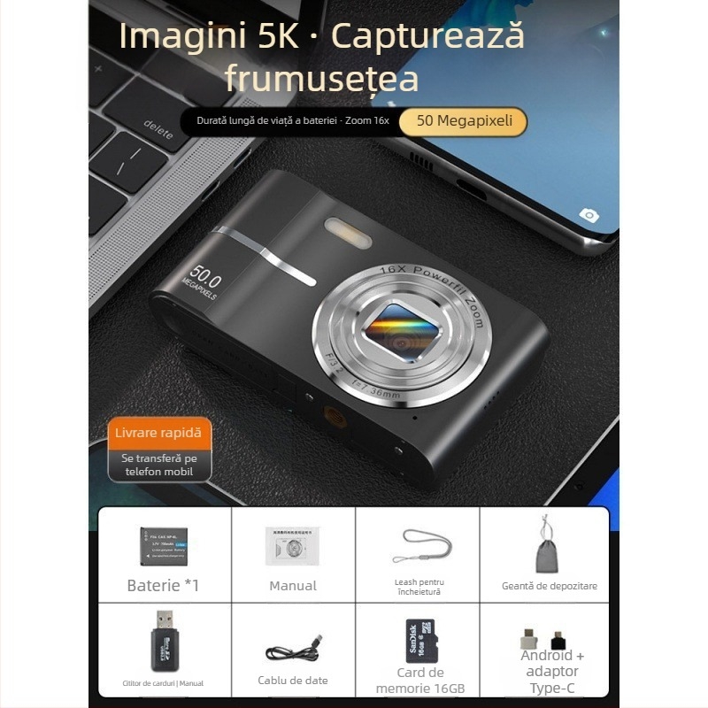 Aparat foto digital CCD transfrontalier, student, călătorii de înaltă definiție, nivel începător, aparat foto ieftin, geantă de mână retro, card mic