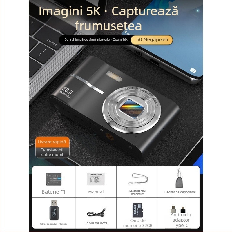 Aparat foto digital CCD transfrontalier, student, călătorii de înaltă definiție, nivel începător, aparat foto ieftin, geantă de mână retro, card mic