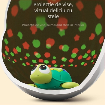 Amazon multifuncțională pentru bebeluși, jucărie de cățărat, proiecție muzicală cu iluminare, broască țestoasă, puzzle liniștitor pentru copii mici, mașină de educație timpurie