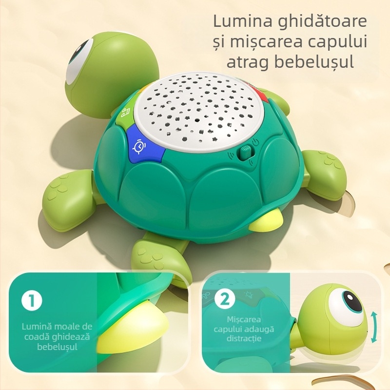 Amazon multifuncțională pentru bebeluși, jucărie de cățărat, proiecție muzicală cu iluminare, broască țestoasă, puzzle liniștitor pentru copii mici, mașină de educație timpurie