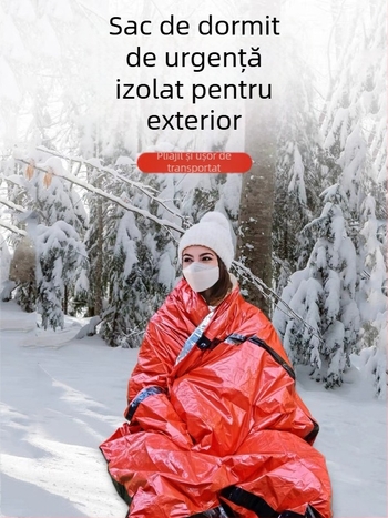 Sac de dormit de urgență pentru exterior, PE, folie de aluminiu, simplu, rezistent la frig, în caz de dezastru, cald, sac de dormit, pelerină de ploaie, cort de depozitare, Amazon