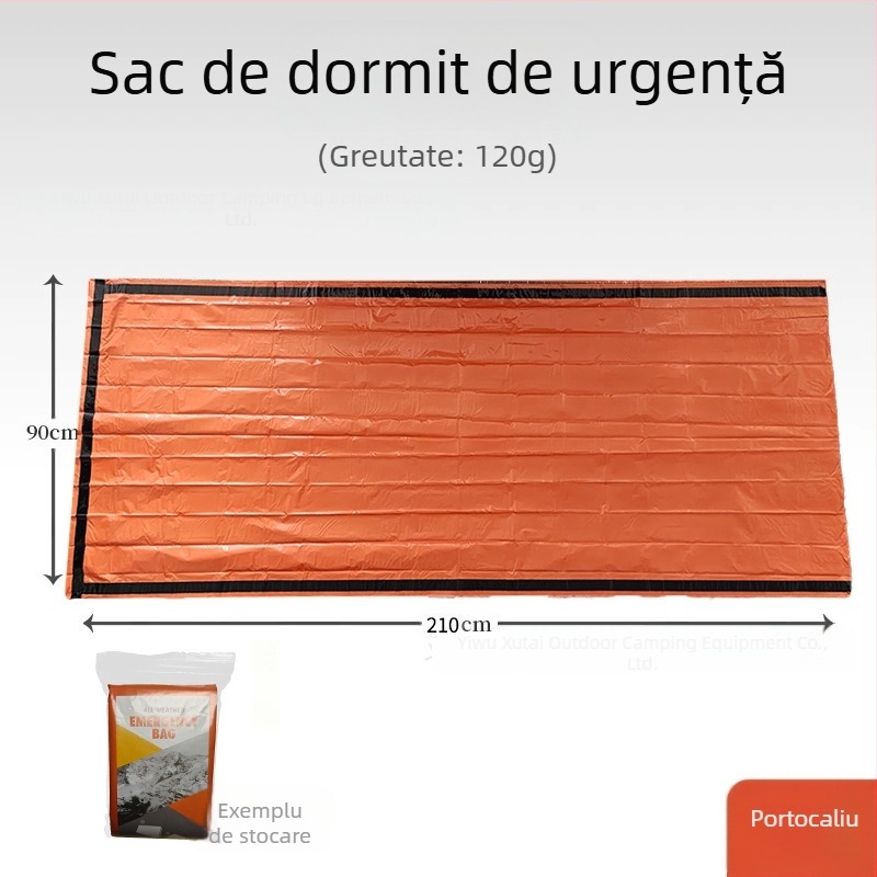 Sac de dormit de urgență pentru exterior, PE, folie de aluminiu, simplu, rezistent la frig, în caz de dezastru, cald, sac de dormit, pelerină de ploaie, cort de depozitare, Amazon
