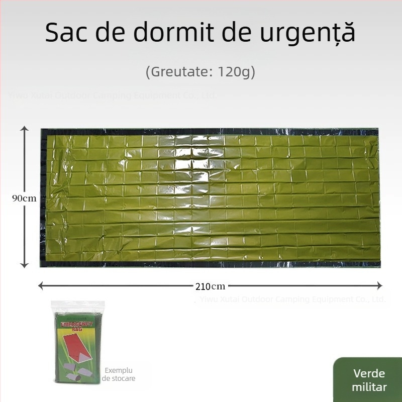 Sac de dormit de urgență pentru exterior, PE, folie de aluminiu, simplu, rezistent la frig, în caz de dezastru, cald, sac de dormit, pelerină de ploaie, cort de depozitare, Amazon