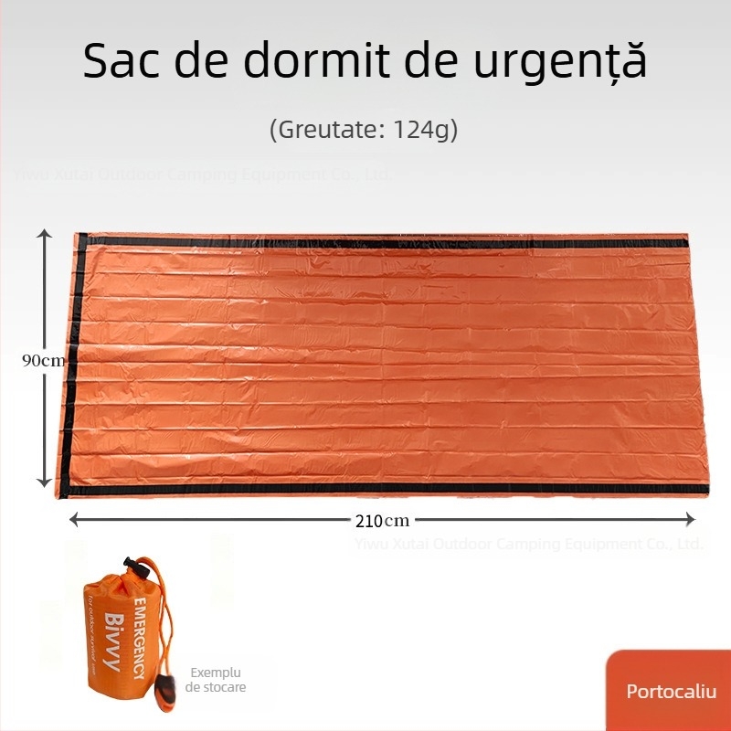 Sac de dormit de urgență pentru exterior, PE, folie de aluminiu, simplu, rezistent la frig, în caz de dezastru, cald, sac de dormit, pelerină de ploaie, cort de depozitare, Amazon
