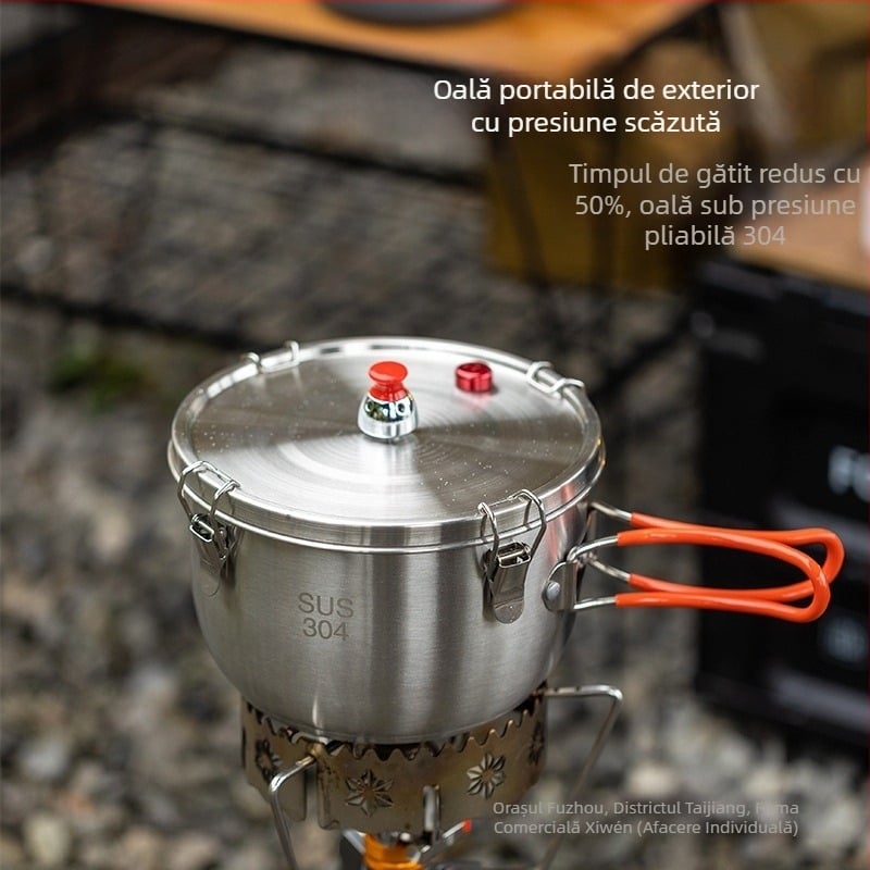 Oală sub presiune din oțel inoxidabil pentru exterior, oală multifuncțională pentru gătit la abur, portabilă, rezistentă la explozii, oală sub presiune alpină, stil camping