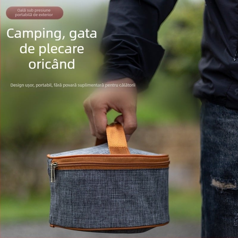 Oală sub presiune din oțel inoxidabil pentru exterior, oală multifuncțională pentru gătit la abur, portabilă, rezistentă la explozii, oală sub presiune alpină, stil camping