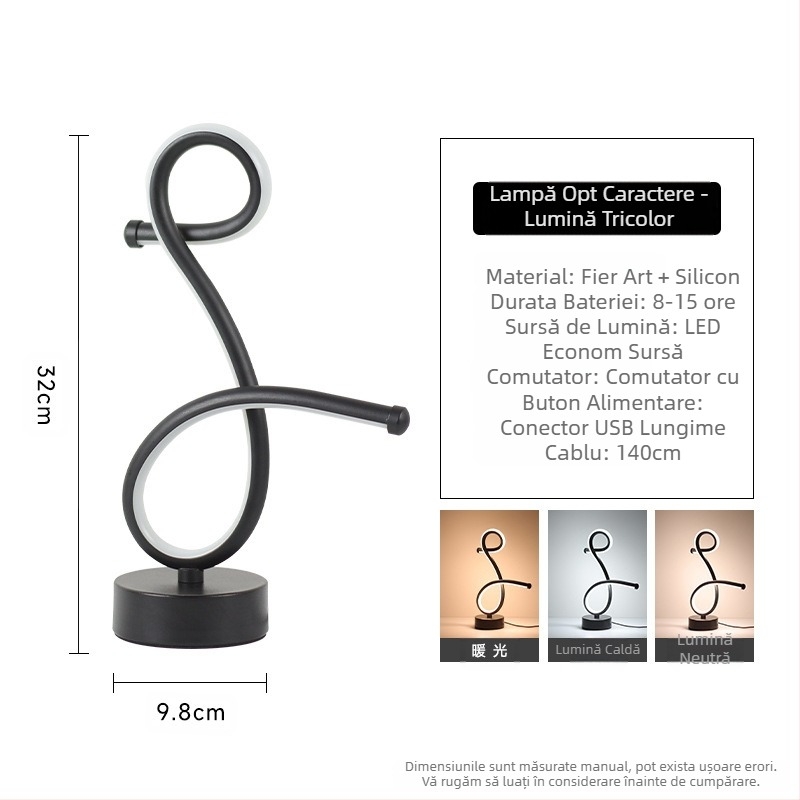 Lampă de masă 2025LED, dormitor, noptieră, lumină de noapte cu intensitate redusă în trei culori, lampă de masă decorativă luminoasă pentru restaurant și cafenea