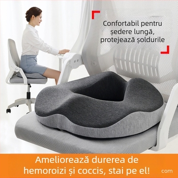 Pernă pentru hemoroizi din spumă cu memorie, fără colaps, pernă respirabilă pentru scaun, fese frumoase, vertebră cozii, pernă pentru scaunul cu vertebră cozii