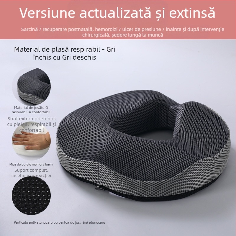 Pernă pentru hemoroizi din spumă cu memorie, fără colaps, pernă respirabilă pentru scaun, fese frumoase, vertebră cozii, pernă pentru scaunul cu vertebră cozii