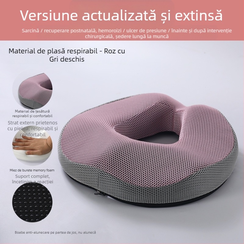 Pernă pentru hemoroizi din spumă cu memorie, fără colaps, pernă respirabilă pentru scaun, fese frumoase, vertebră cozii, pernă pentru scaunul cu vertebră cozii