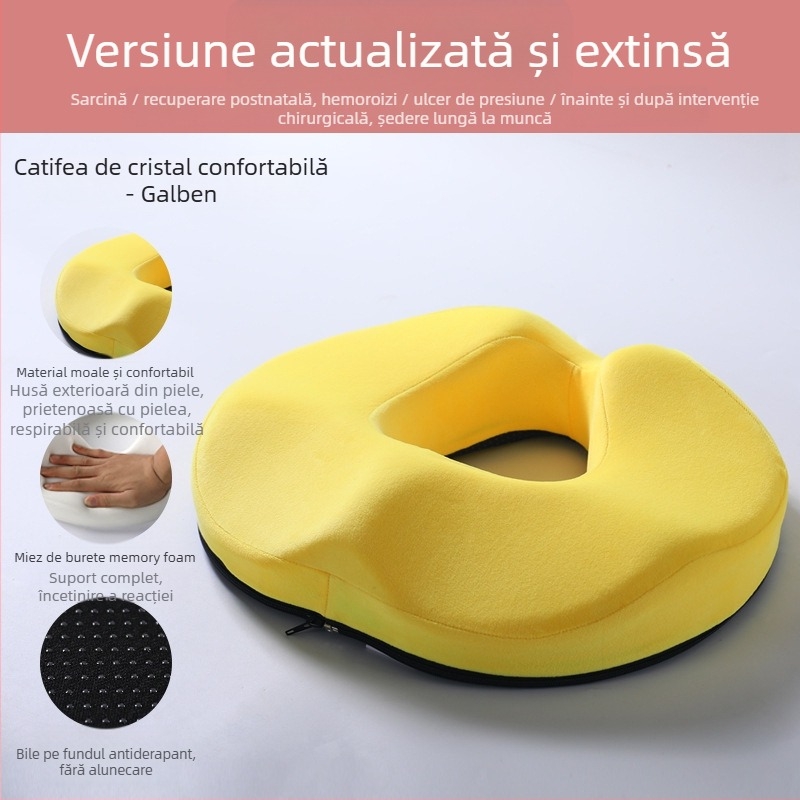 Pernă pentru hemoroizi din spumă cu memorie, fără colaps, pernă respirabilă pentru scaun, fese frumoase, vertebră cozii, pernă pentru scaunul cu vertebră cozii