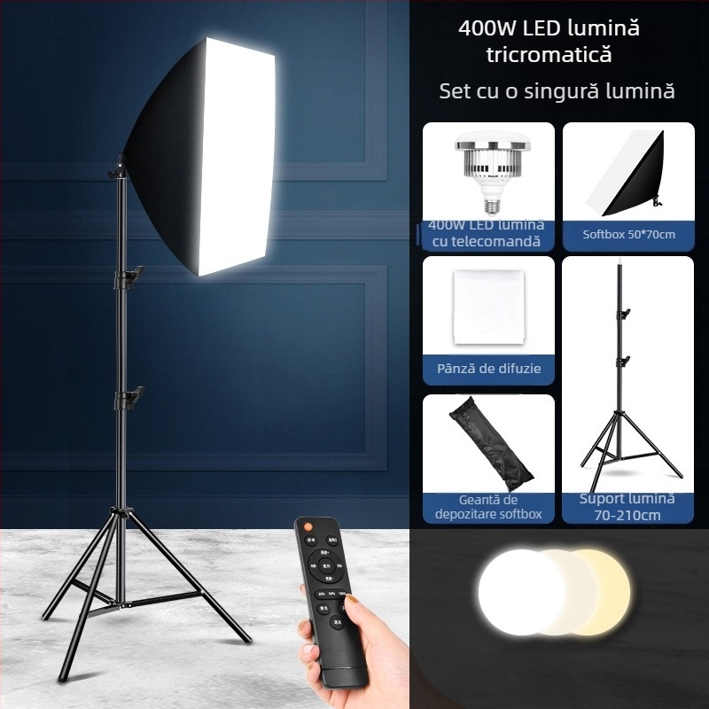 Sursă de umbre Lumină de umplere pentru transmisie live Lumină de fotografie Iluminat cu lumină moale Cutie de studio Set de transmisie live Lumină de umplere pentru cameră, en-gros