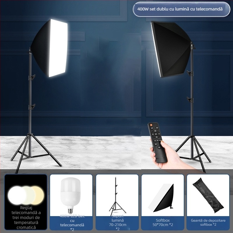 Sursă de umbre Lumină de umplere pentru transmisie live Lumină de fotografie Iluminat cu lumină moale Cutie de studio Set de transmisie live Lumină de umplere pentru cameră, en-gros