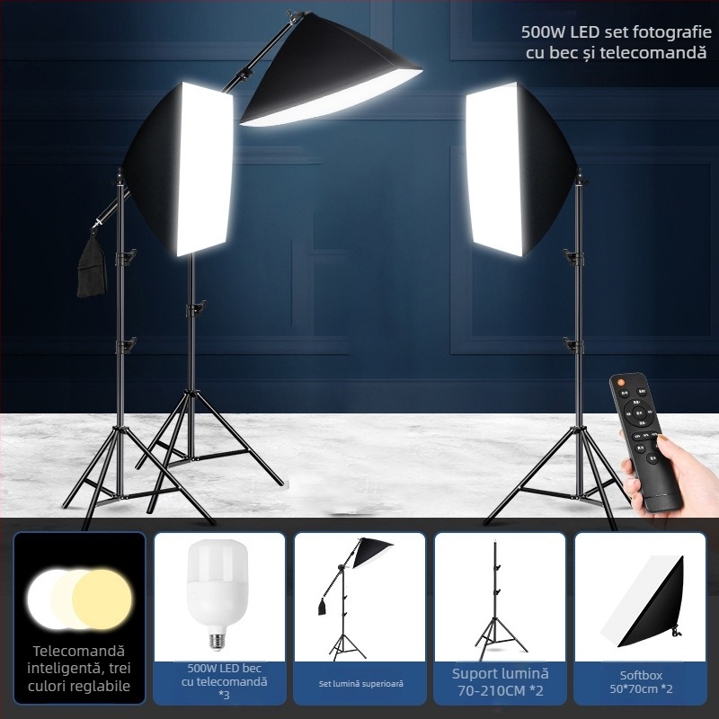Sursă de umbre Lumină de umplere pentru transmisie live Lumină de fotografie Iluminat cu lumină moale Cutie de studio Set de transmisie live Lumină de umplere pentru cameră, en-gros